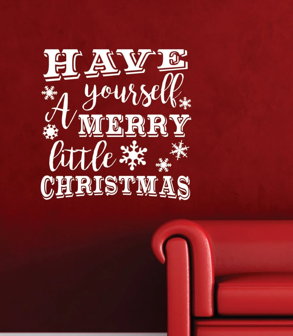 

2017 Merry Christmas Beautiful Vinyl Wall Sticker Merry Christmas Quotes Snowflakes Wall Mural Decal Home Holiday Decor Q-4