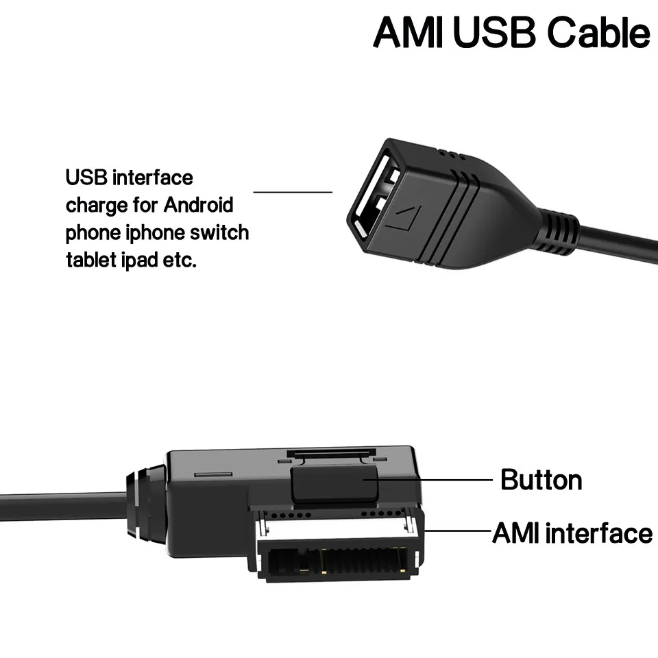 vhbw AMI-Verbindungskabel für Micro-USB MMI-System kompatibel mit VW Polo,  RNS 510 (index A
