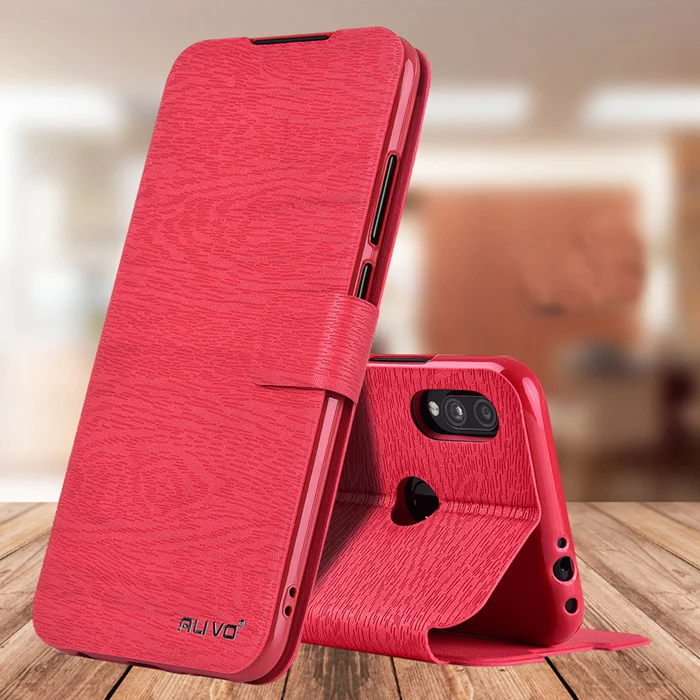 

Xiaomi Redmi Note 7 case with Magnetic adsorption,ALIVO wood pattern PU leather flip case+Card Pocket for redmi note7 Flip Cover