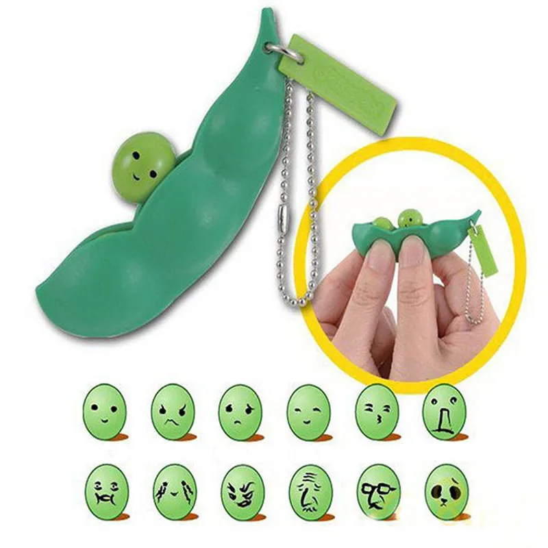 Забавные игрушки для детей, Зеленые Подвески в форме бобов, антистрессовые мячи, сжимаемые гаджеты, ремешок для телефона для всех смартфонов