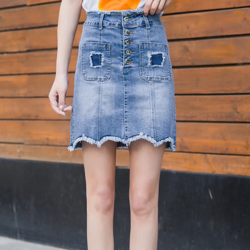 

Plus size skirt female summer new high waist retro single-breasted skirt