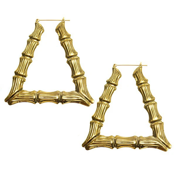 

Fashion Fancy Punk Hip-hop Style Gold Bamboo Trapezoid Large Exaggerated Earrings