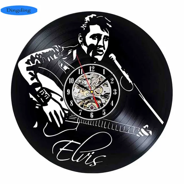 Modern Elvis Presley Vinyl Record DIY Design 3d Art Mirror Wall Clock
