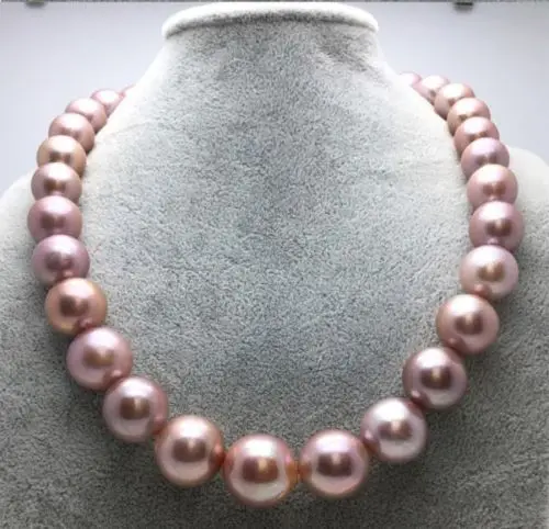 

Free Shipping >>>>> stunning natural 10-11mm south seas pink pearl necklace 18