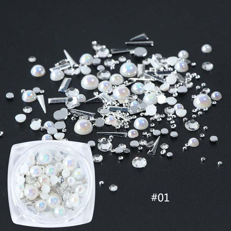 3D Mix Sizes Crystal AB Rhinestones Nail Art Decorations Charm Flatback Glitter Beads Jewelry Stones Manicure Accessories LA1018 (6)