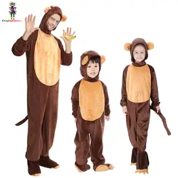 Хэллоуин взрослый человек/женщина обезьяна костюм, животных Обезьяны Детские костюмы, карнавал милый мальчик/девочка Комбинезоны для