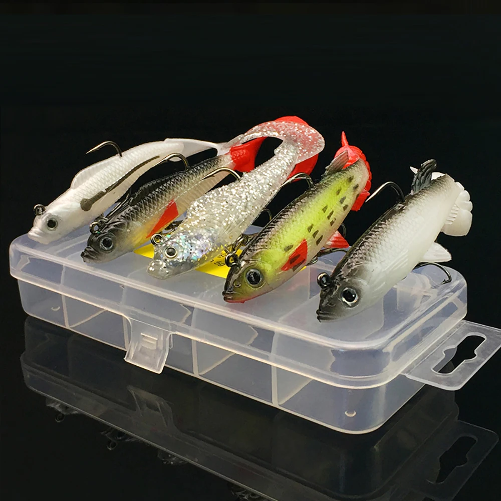 High quality lifelike 5pcs set long tail lead fish fishing lures tackle