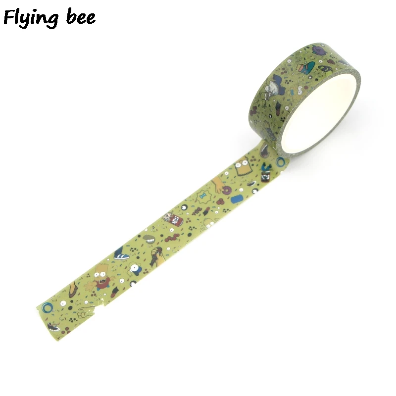 Flyingbee 15mmX5m Бумага васи лента мультфильм милый забавный клейкая дети DIY