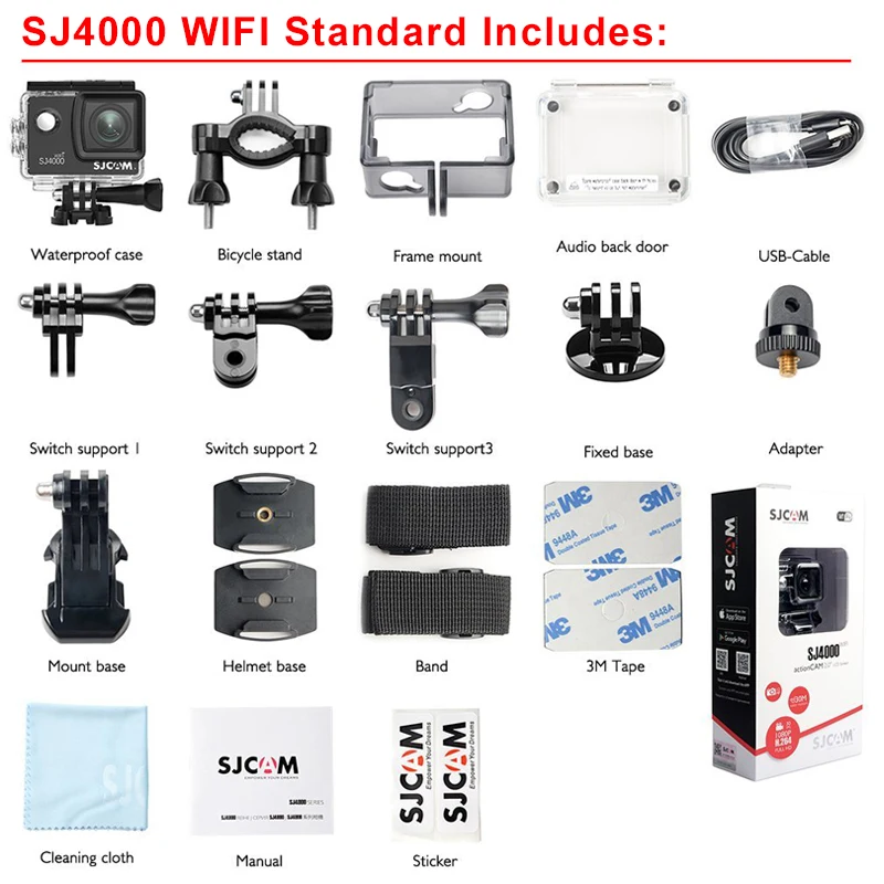 Оригинальная Спортивная Экшн камера SJCAM SJ4000/SJ4000 Wi Fi 2 0 дюйма 1080P HD