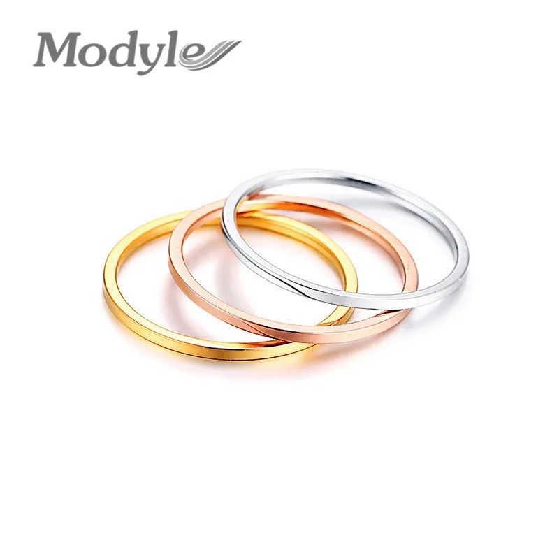 

Modyle New Fashion 3pcs/set Silver/Gold/Rose Gold Color Simple Stainless Steel Weeding Finger Ring for Woman Gifts