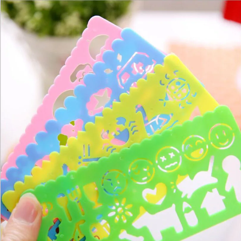 

25sets/lot Korea new stationery Small animal Children's drawing Ruler Template drawing Kit DIY Office School supplies G133