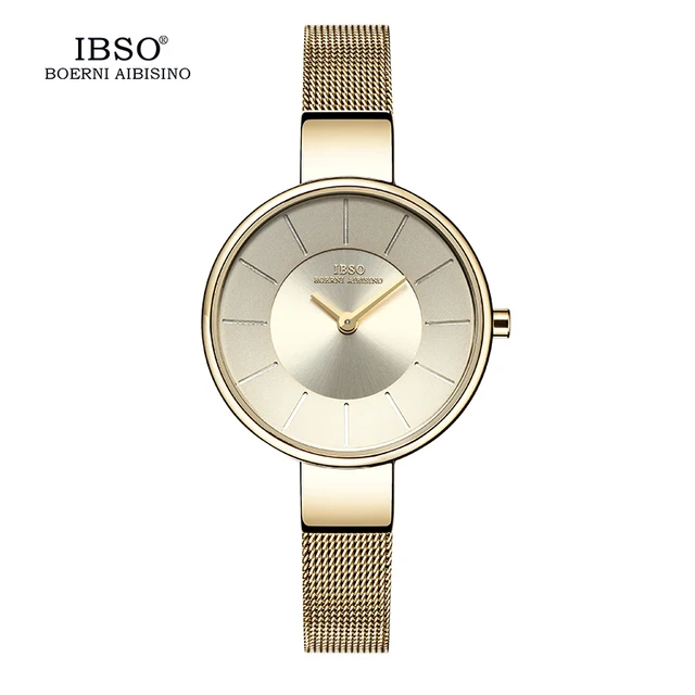 IBSO Top Brand 6.5MM Ultra Thin Stainless Steel Leather Band Women Bracelet Watc IBSO Top Brand 6.5MM Ultra Thin Stainless Steel Leather Band Women Bracelet Watc