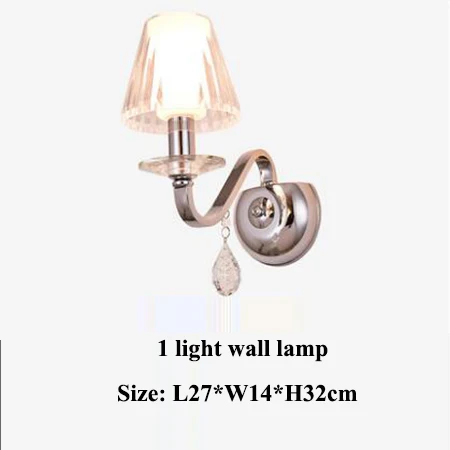 Современные хрустальные светодиодные люстры, хромированные металлические люстры для гостиной, светодиодные подвесные люстры для столовой, подвесные лампы - Цвет абажура: 1 light wall lamp