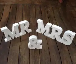 1 компл. деревянный Mr & Mrs буквы белый для милая Таблица Украшения Свадебные украшения Подставки для фотографий
