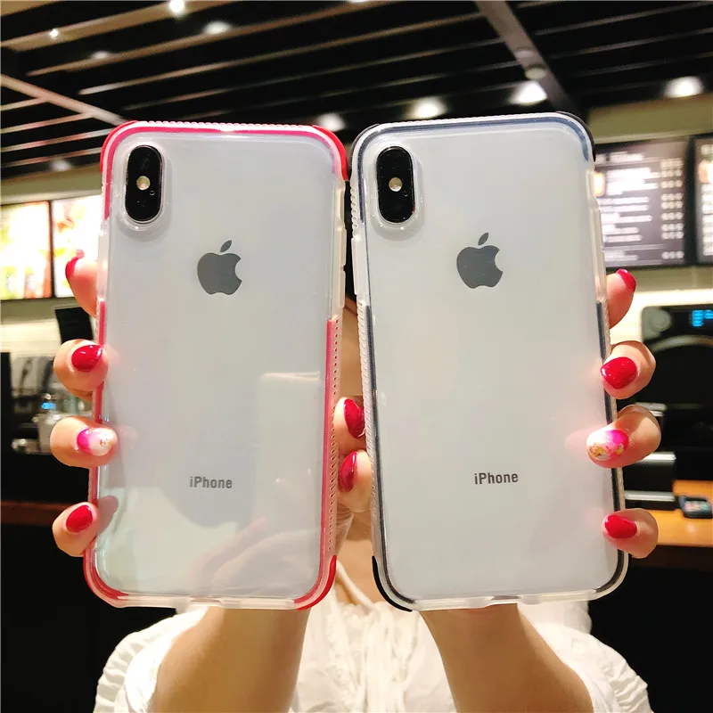 Двухслойный противоударный чехол для iPhone X 11 Pro XR XS MAX 10 7 8 6s 6 Plus Gasbag прозрачный