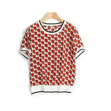 Новое поступление Шелковая Женская модная свободная футболка с принтом свитер футболка из натурального хлопка красного цвета один размер