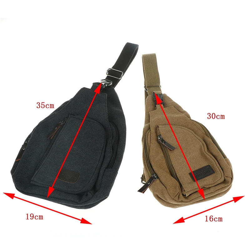 1 Pc Men Canvas Shoulder Messenger Vintage Leather Satchel Sling Chest Bag Durable Cross Body 5 Colors 2 Sizes