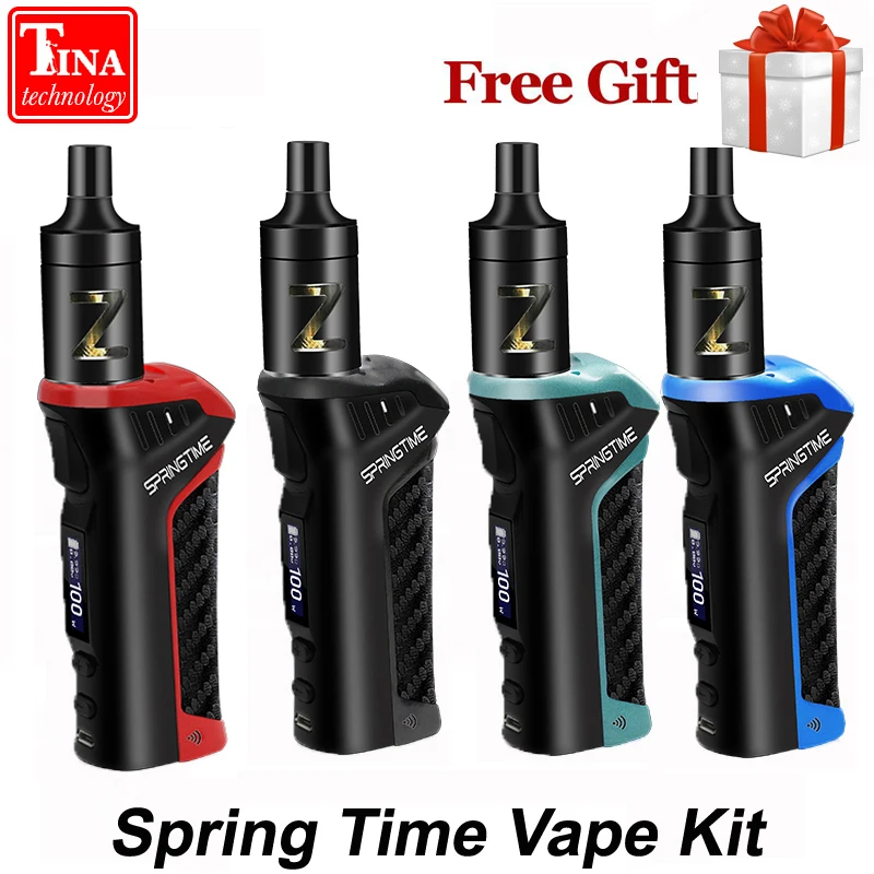 

Original Spring Time 100W 18650 Box Mod Kit with 2.5 ml Vape Atomizer Vaporizer Smoke Cessation Electronic Cigarette VS Smok