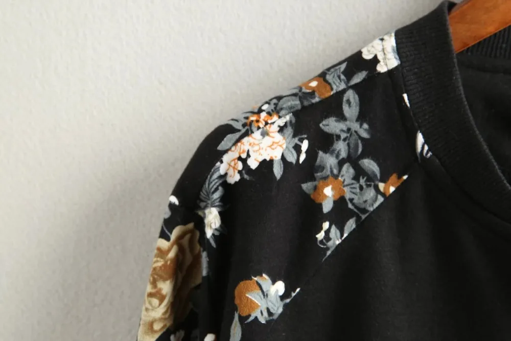 Greatest 2016 Plus size Streetwear Floral bomber jacket women Knitted fabrics Casual long sleeves jacket hig