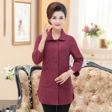 Весна осень Женская длинная куртка пальто три четверти рукав мать верхняя одежда декорированная бумага Плюс Размер Топ Повседневный Свободный кардиган