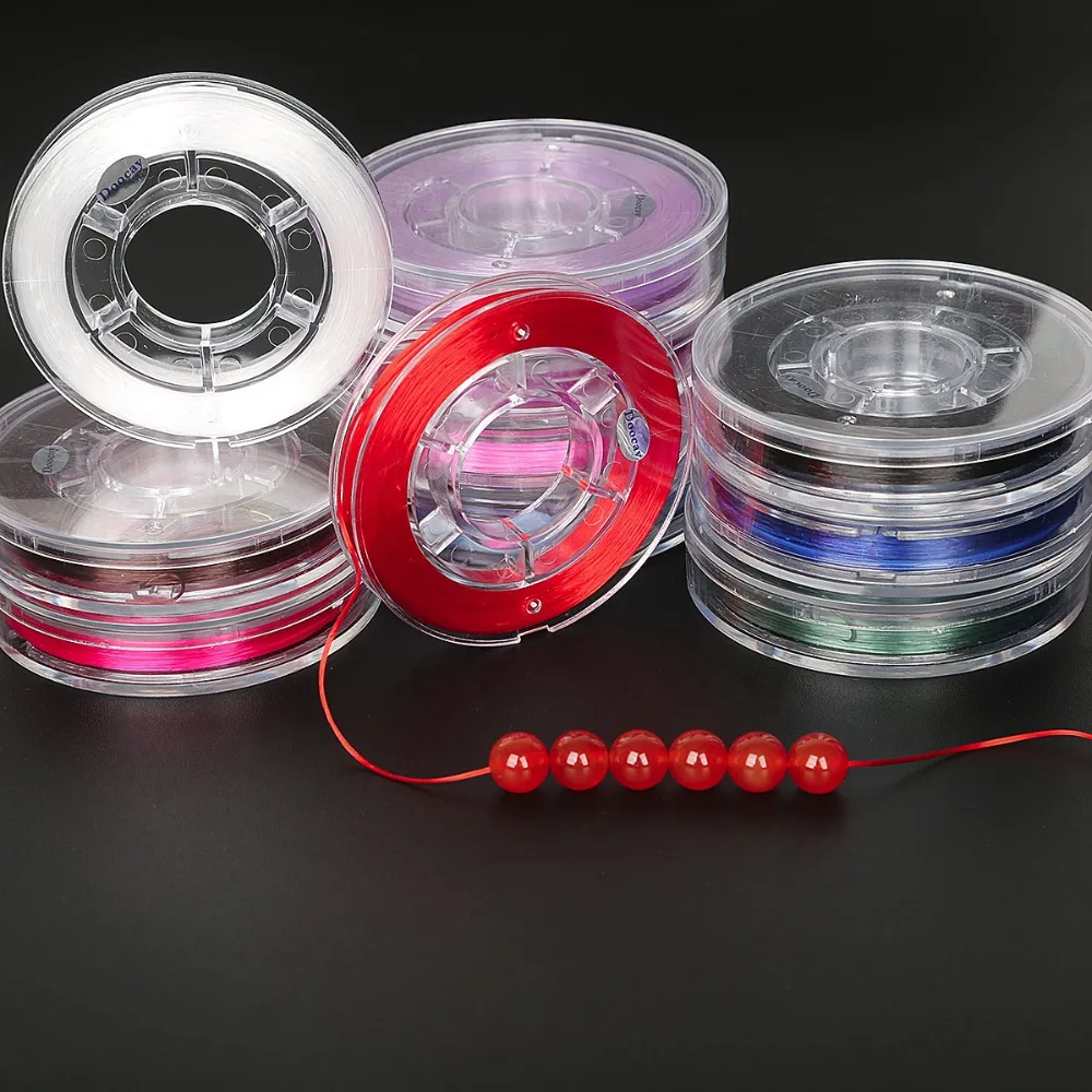 

Good Quality 40M/Roll Transparent Mixed Flat Width 0.8mm Strong Elastic Stretch Beading Wire Cord Thread String For DIY Jewelry