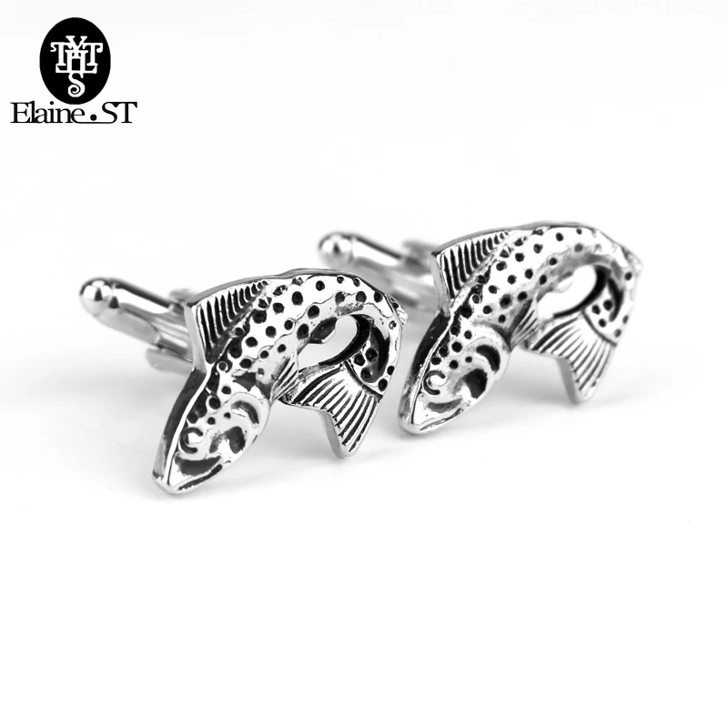

Salmon Trout Fish Fly Fishing Rod Angler Present Design Wedding Groom Men Business Silver Gift Cufflinks Shirt Suit Cuff Links
