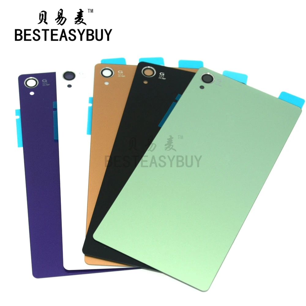 BESTEASYBUY For Sony xperia Z3 Back Glass D6603 rear Back Cover Glass Housing Z3 Battery Door Housing Glass with sticker