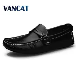 VANCAT/Новые Брендовые мужские туфли на плоской подошве, удобная кожаная обувь для вождения, летняя повседневная обувь ручной работы без