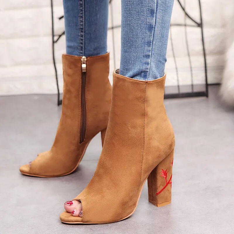 open toe tall boots