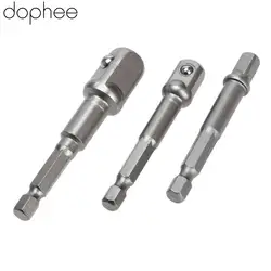 Dophee 3 шт. перфоратор гнездо адаптера 1/4 "Шестигранным хвостовиком 1/4" 3/8 "1/2" гнездо драйвер набор сверл удлинитель Мощность инструмент