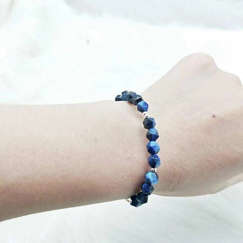Ruifan радиационная защита натуральный голубой камень тигровый глаз браслет дамы 925 пробы серебряные женские браслеты подарок YBR072