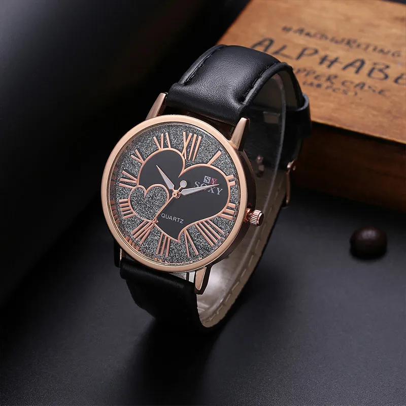 SOXY Топ Брендовые Часы женские модные кожаные кварцевые часы роскошные золотые часы с кожаным ремешком часы в форме сердца Relogio