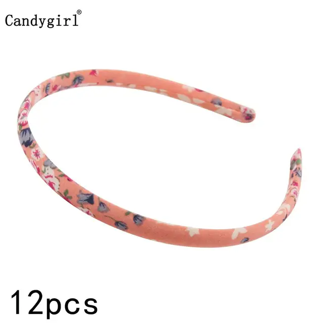 12pcs Flower DIY Ribbon Hairband Women Girl Covered Hair Accessories Headpieces Satin Polyester Jewelry Headbands boho Headwear Orange Headbands
