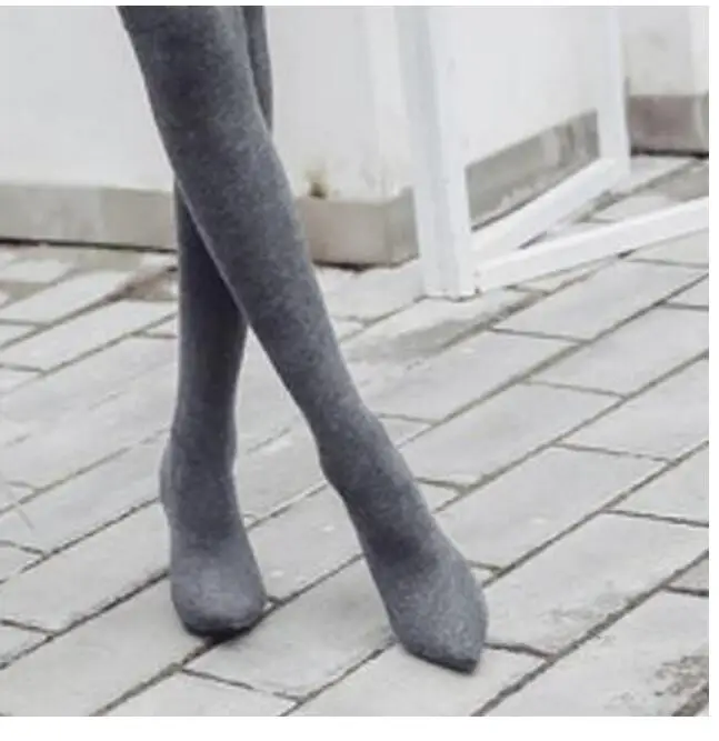 Г. Пикантные женские модные сапоги-носки Женская обувь больших размеров эластичные сапоги на шпильке 8 см или 5 см два в одном, штаны - Цвет: 5 cm gray
