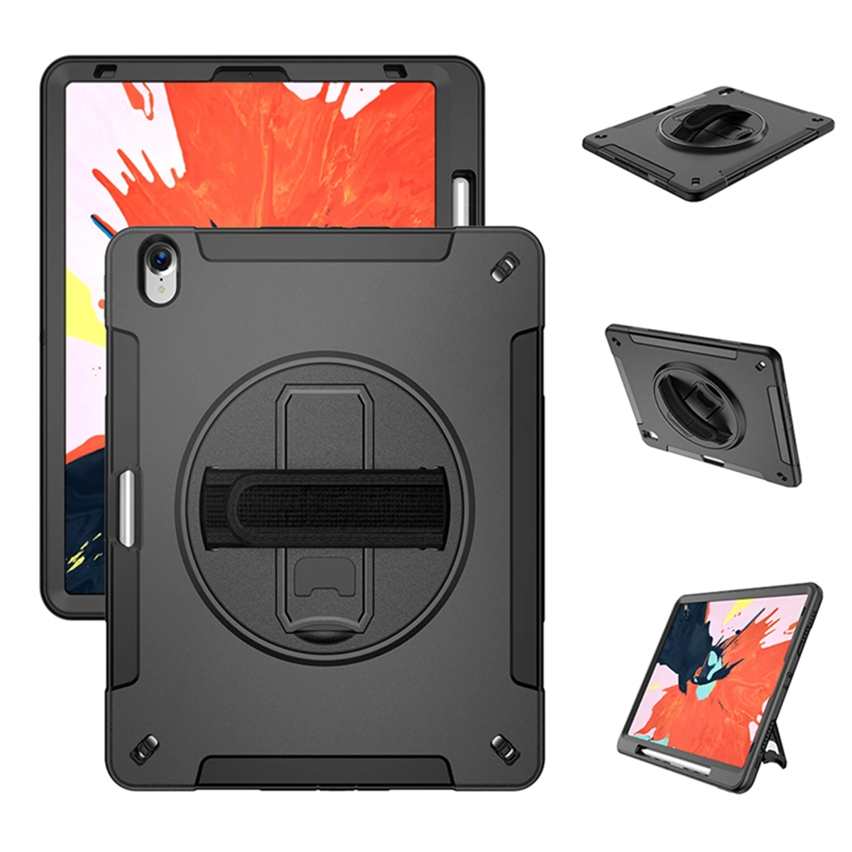 Для iPad Pro 12,9 дюйма чехол для планшета PC Hybrid TPU чехол Противоударная защитная оболочка с кронштейном ручной ремешок переносная крышка