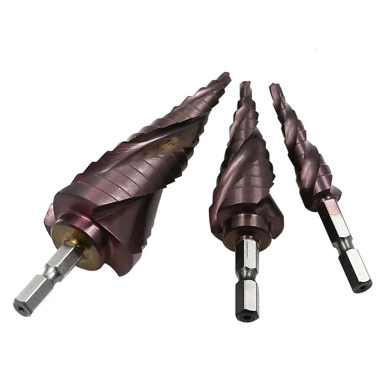 4 12/4 22/4 32HSS Three slot Hex Shank Cobalt Step Drill Bit Stainless