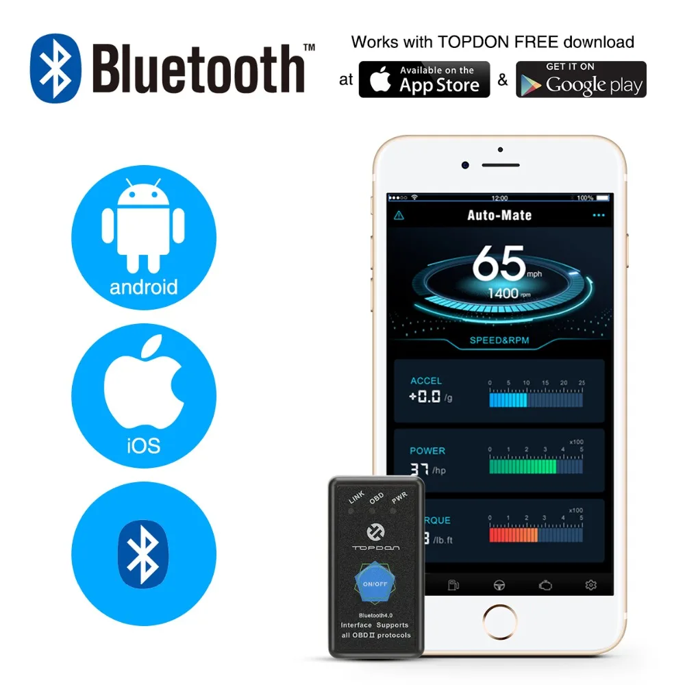 

TOPDON AutoMate Wi-Fi Bluetooth Full OBD2 Scanner Functions PICI8F25K80 V1.5 OBD2 OBDII Code Reader Automotive Diagnostic tools