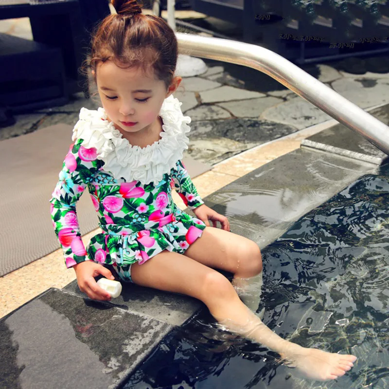 

beautiful flower print kid girl swimwear summer beach board baby girl swimsuit bikini set lovely girls swimming wear bathingsuit