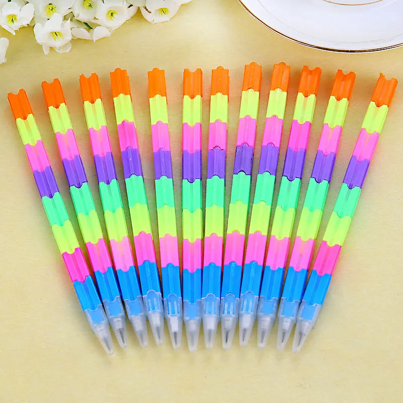 

12Pcs Creative Rainbow Color Magic Pencil School Stationery Store Graphite Drawing Funny Cute Kids Tool Pen Material Item Kawaii