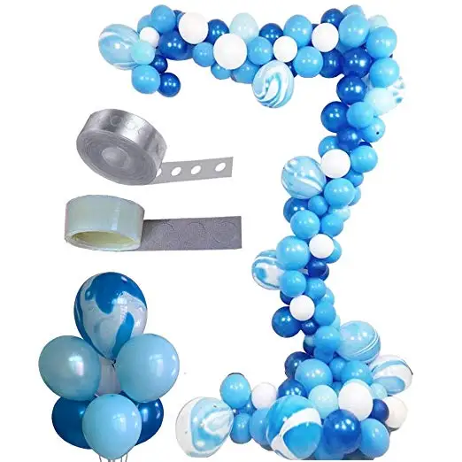 

128 Pcs Balloon Bouquet Kit, Holiday, Wedding, Baby Shower, Graduation,Anniversary Organic Party Decorations(Blue Kit)