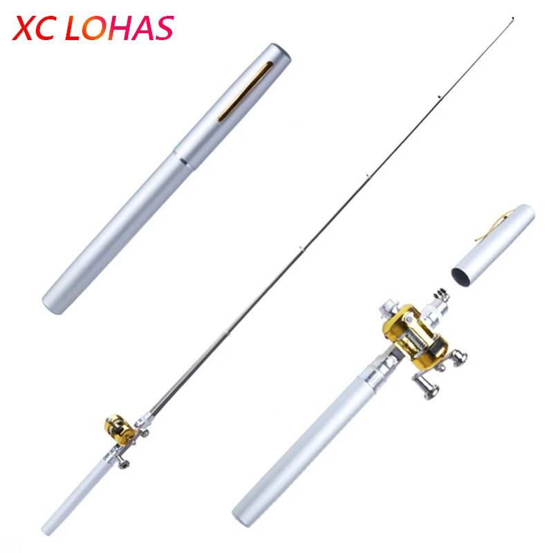 Mini Pocket Pen Fishing Rod 1M with Drum Reel Set Pen Fishing Rod and