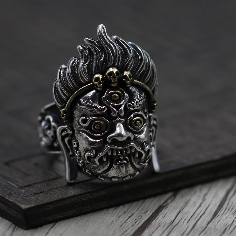 S925 Sterling Silver Vintage exaggerated personality evil angry men domineering Ring Silver Ring S925 Sterling Silver Vintage exaggerated personality evil angry men domineering Ring Silver Ring