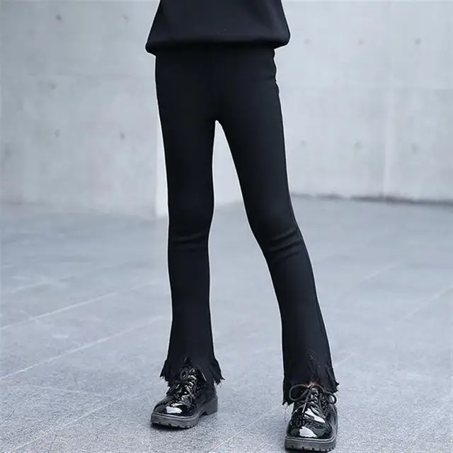 Black Fashion Girls Pants Slim Skinny Spring Autumn Kids Pants for