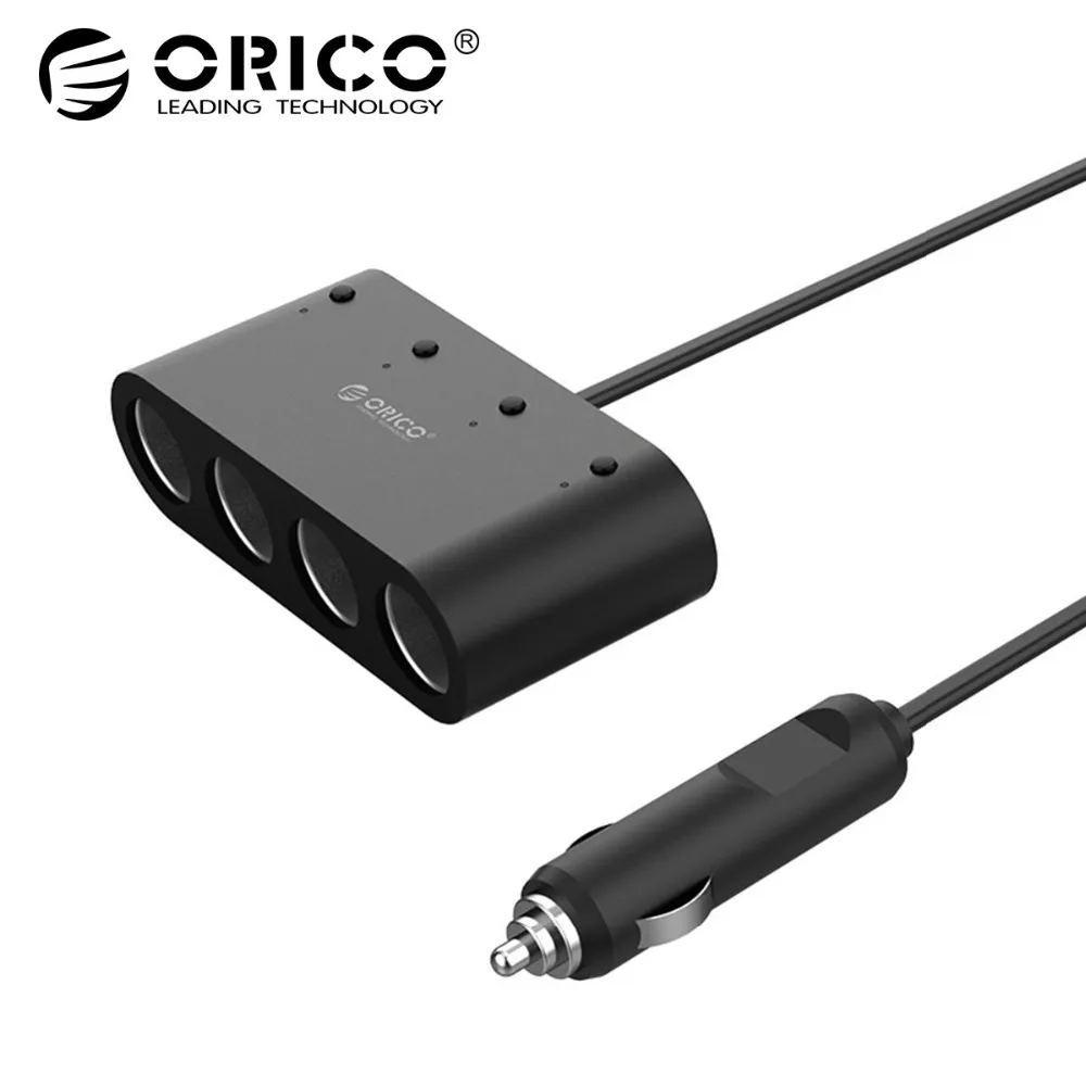 

Orico 12V/24V 4 Way Auto Sockets Car Cigarette Lighter Adapter Lighter 5V 3.1A Output Power 2 USB Car Charger For iphone charger