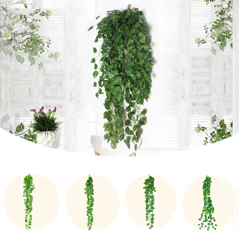 95 CM Green Radish Plant Grape Ivy Leaf Artificial Flower For Balcony Loft wall hanging Rattan Vine Garland Wreath DIY Decor 8Z