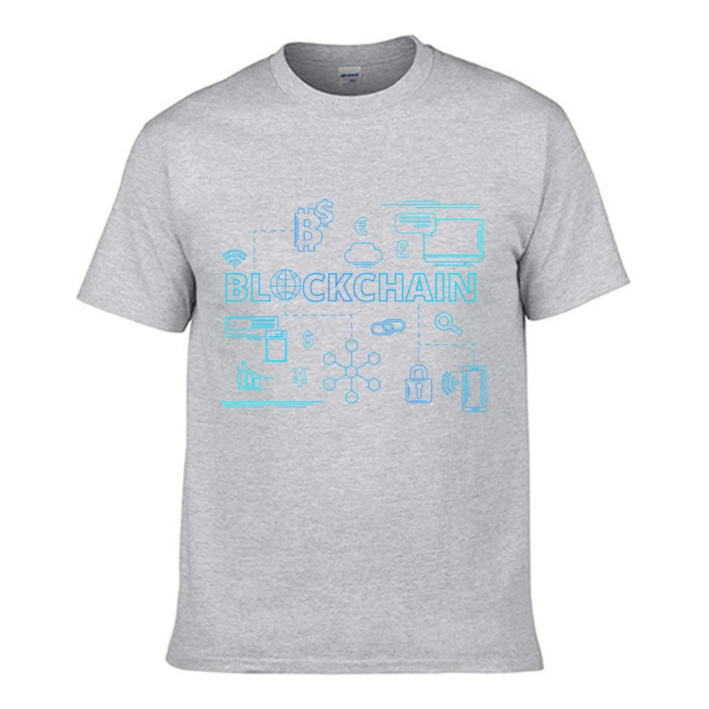 2018 New Arrivals Daft Bitcoin Blockchain Cryptocurrency Male Print Mens T Shirts Fashion Custom Graphic Tees Man Tshirt