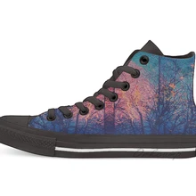 Вишневые цветы; Новинка; дизайнерские высокие парусиновые туфли на заказ; повседневная обувь на плоской подошве; Прямая