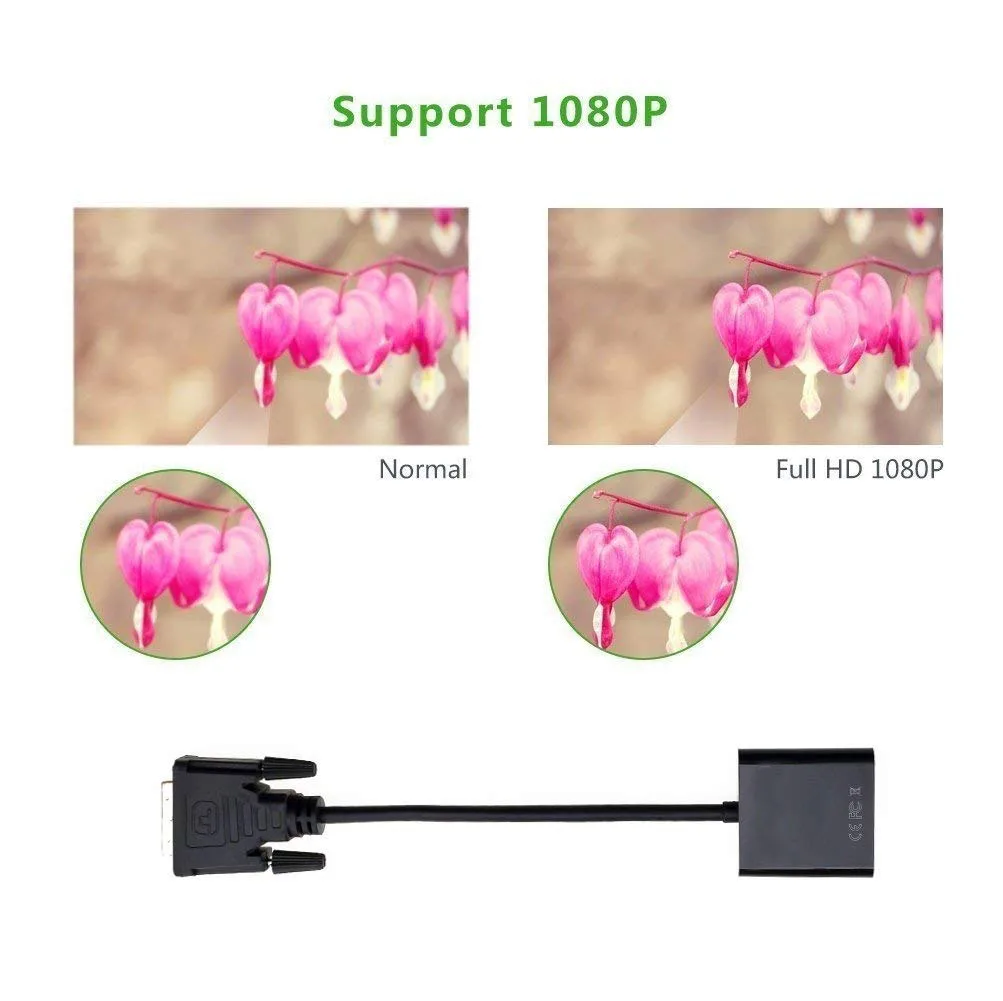 Адаптер DVI VGA 1080P I папа мама|Компьютерные кабели и разъемы| |
