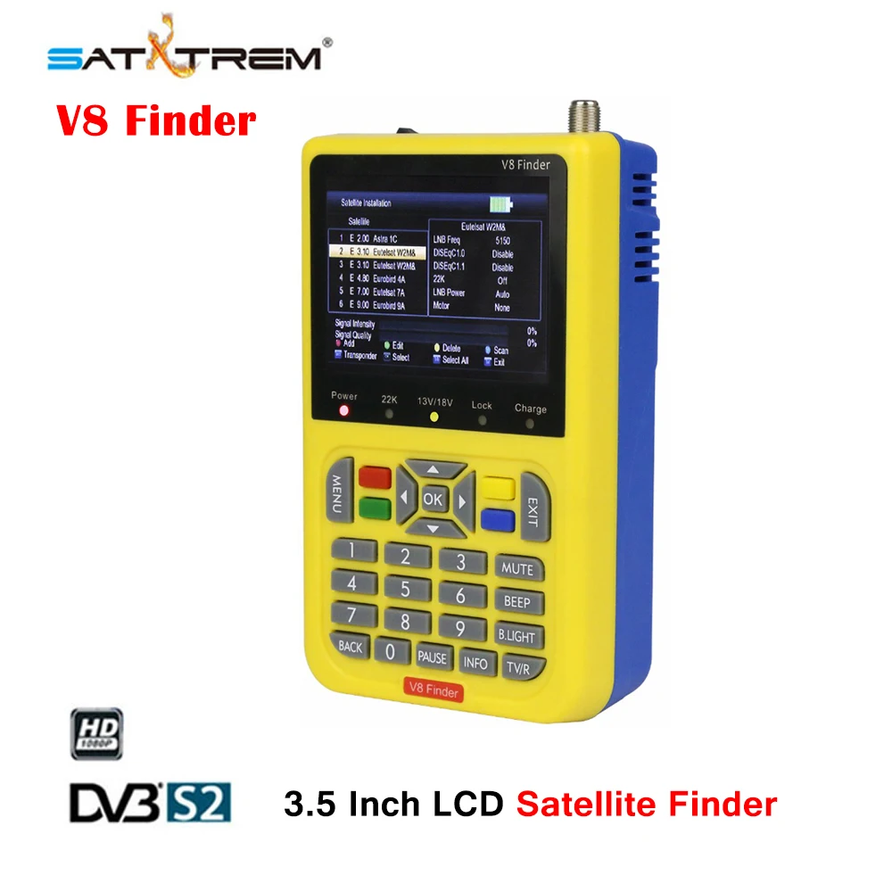 

SATXTREM V8 Finder HD DVB-S/S2 Satellite Finder High Definition MPEG-4 DVB S2 Satellite Meter Full 1080P FTA Satfinder