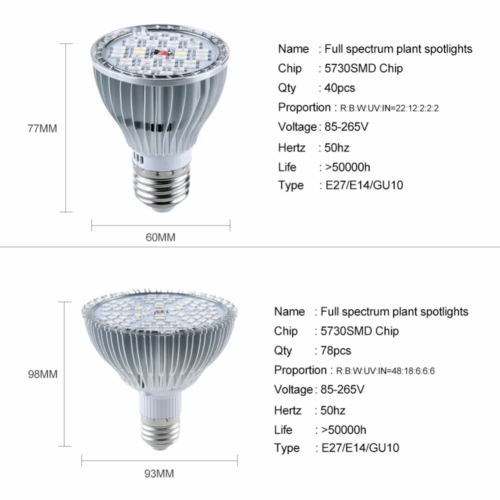 Ampoule светодиодный E27 лампа для выращивания полный спектр 21 28 35 40 78 144 светодиодный s диод Фито лампа для растений Гидропоника зеленый дом